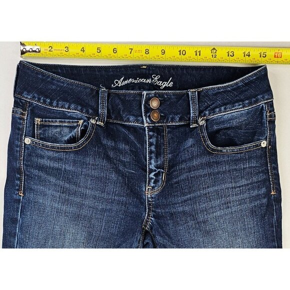American Eagle Outfitters Size 8 Regular Women 25" Inseam Artist Crop Blue Jeans - Picture 2 of 13